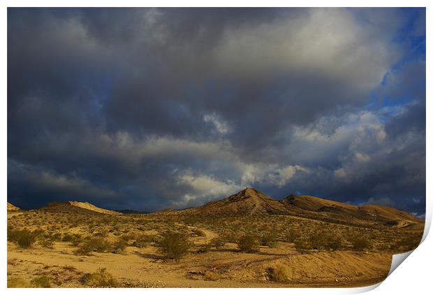 Nevada desert under mixed skies Print by Claudio Del Luongo