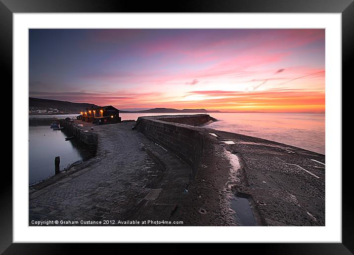 The Cobb, Lyme Regis Framed Mounted Print by Graham Custance