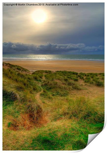 Path to the beach Print by Martin Chambers