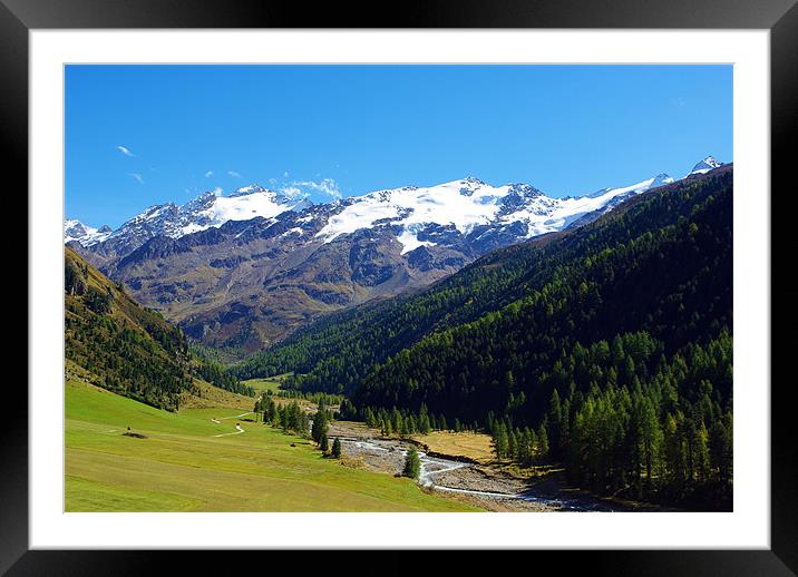 Alpine valley with high Weisskugel near Melag, Ita Framed Mounted Print by Claudio Del Luongo