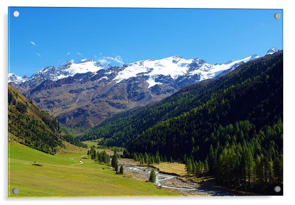 Alpine valley with high Weisskugel near Melag, Ita Acrylic by Claudio Del Luongo