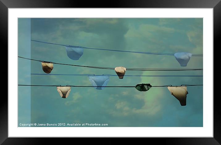 Underwear on a washing line Framed Mounted Print by Jasna Buncic