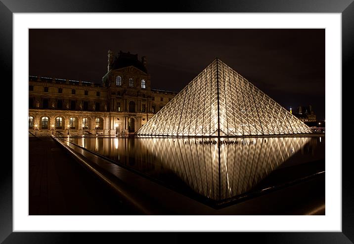 Louvre Museum Pyramid Paris Framed Mounted Print by Catherine Kiely