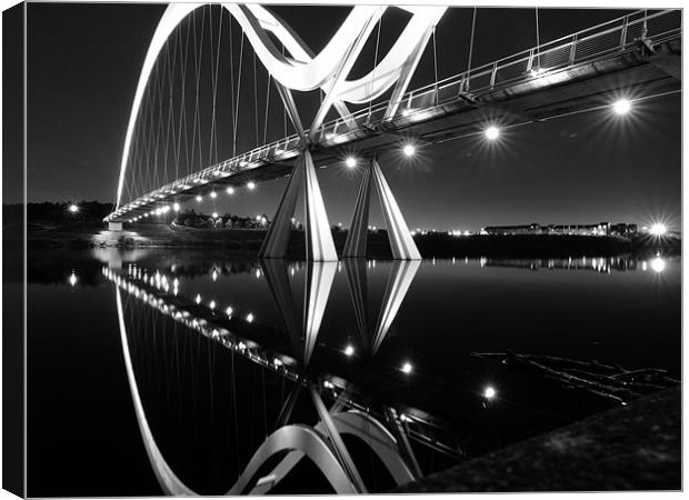 Bridge at Tees Barrage b & w Canvas Print by andrew pearson