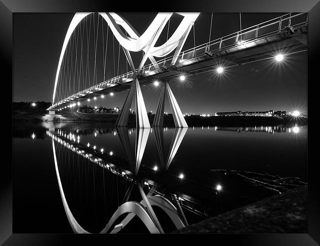 Bridge at Tees Barrage b & w Framed Print by andrew pearson