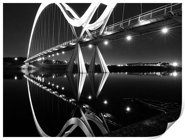 Bridge at Tees Barrage b & w Print by andrew pearson