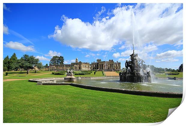 Country Mansion Fountain Print by Dave Bell
