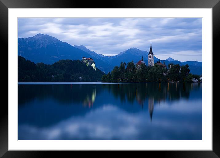 Dusk over Lake Bled Framed Mounted Print by Ian Middleton
