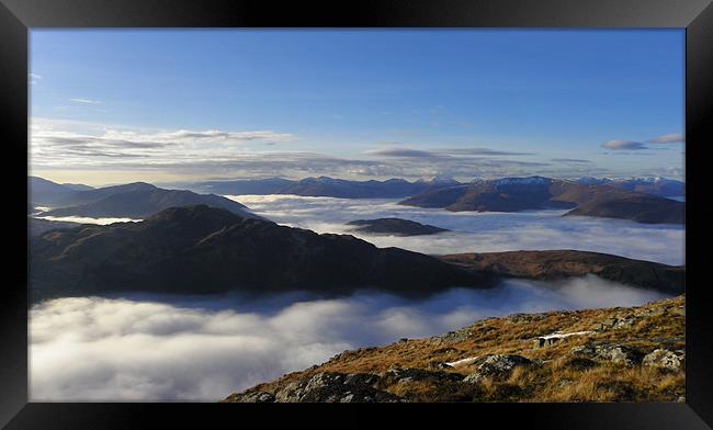 Ben Nevis in Sea of Clouds Framed Print by Oliver Gibson