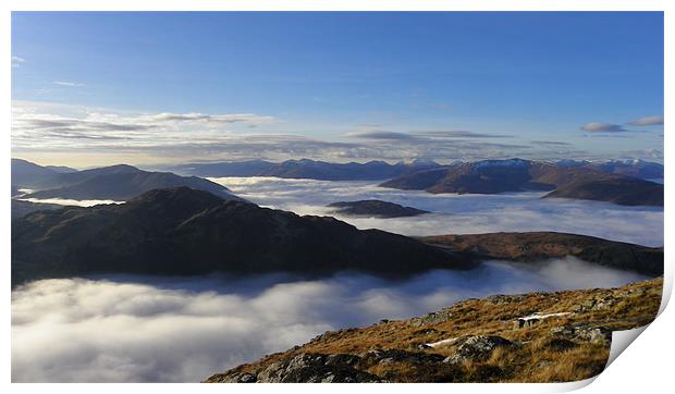 Ben Nevis in Sea of Clouds Print by Oliver Gibson