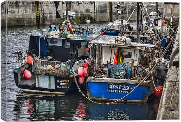 Fishing Boats Seahouses Canvas Print by Trevor Kersley RIP