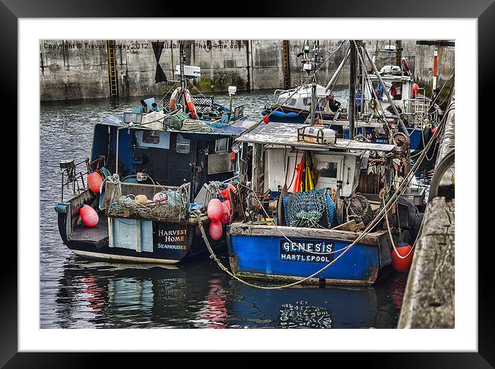 Fishing Boats Seahouses Framed Mounted Print by Trevor Kersley RIP