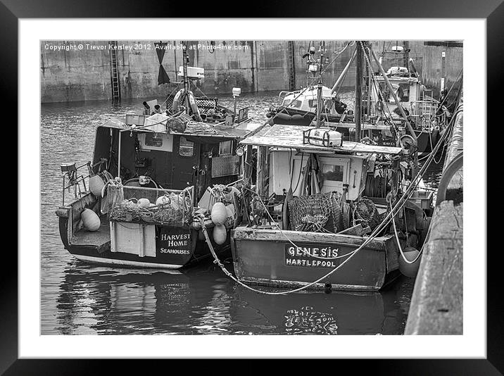 Fishing Boats Seahouses Framed Mounted Print by Trevor Kersley RIP