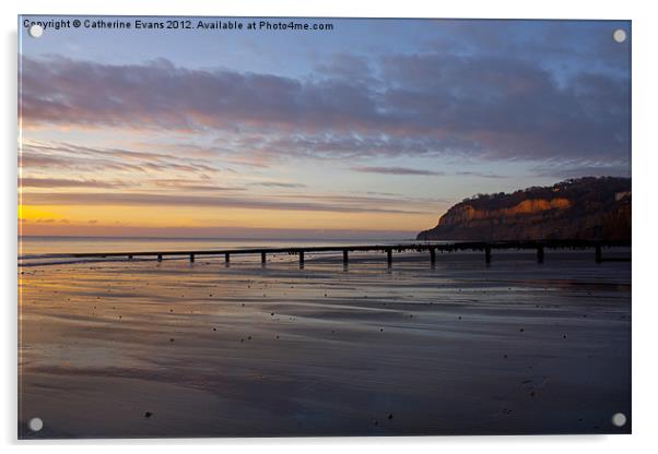 First light on Knock Cliffs Acrylic by Catherine Fowler