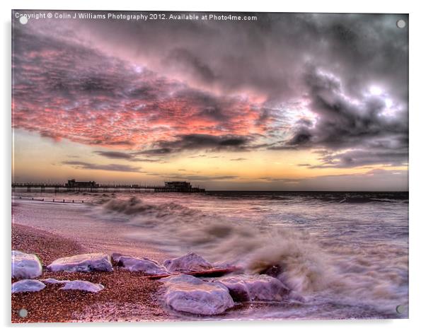 Worthing Beach Sunrise 1 Acrylic by Colin Williams Photography