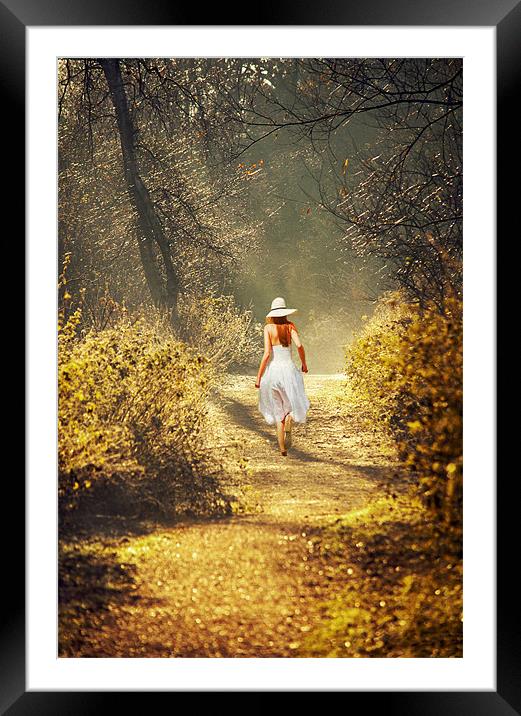 Girl in a white dress Framed Mounted Print by Dawn Cox