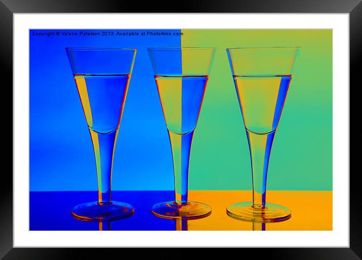 Blue & Orange Wine Glasses Framed Mounted Print by Valerie Paterson