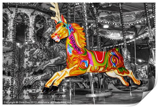 Carousel Horse Elizabeth Print by Chris Day