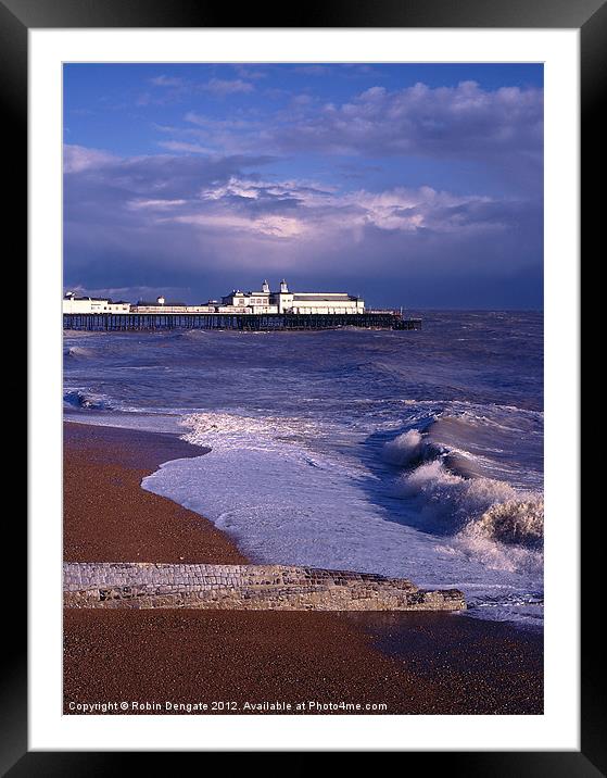 Heavy Seas and Hastings Pier Framed Mounted Print by Robin Dengate