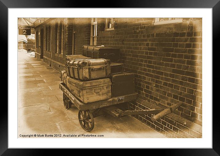 Luggage Trolley Framed Mounted Print by Mark  F Banks
