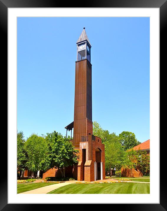 Clock Tower College Campus Spring Framed Mounted Print by Tyrone Boozer