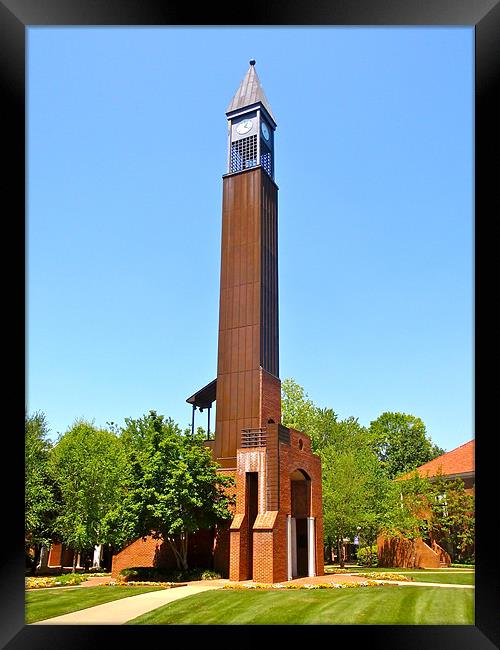 Clock Tower College Campus Spring Framed Print by Tyrone Boozer