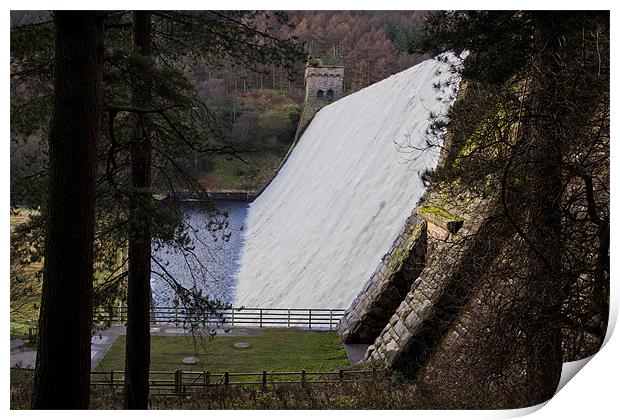 Overflowing Derwent Dam Print by Philip Berry