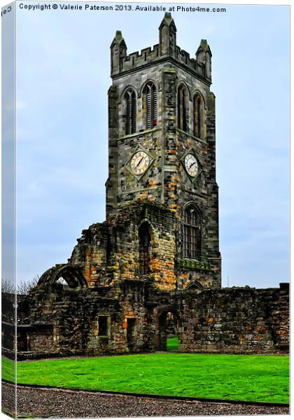 Kilwinning Abbey Tower Canvas Print by Valerie Paterson