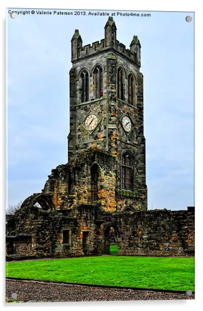 Kilwinning Abbey Tower Acrylic by Valerie Paterson