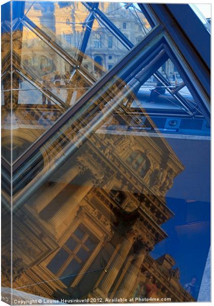 Richelieu Wing reflected in the glass of the IM Pe Canvas Print by Louise Heusinkveld