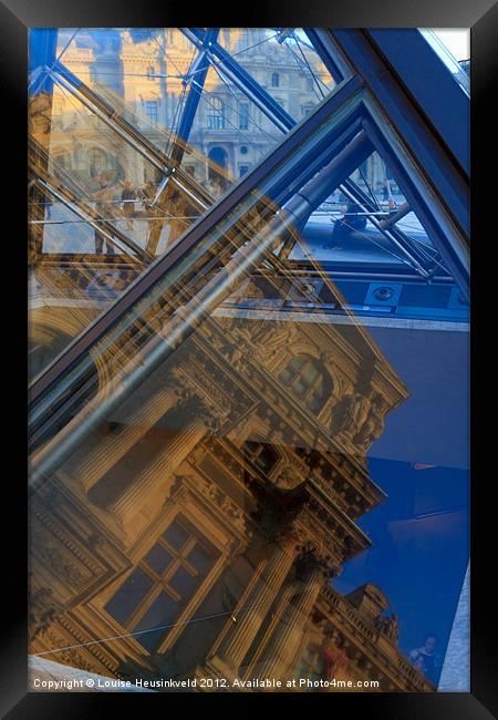 Richelieu Wing reflected in the glass of the IM Pe Framed Print by Louise Heusinkveld