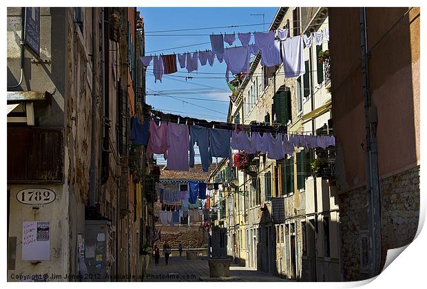 Venetian street on washing day Print by Jim Jones
