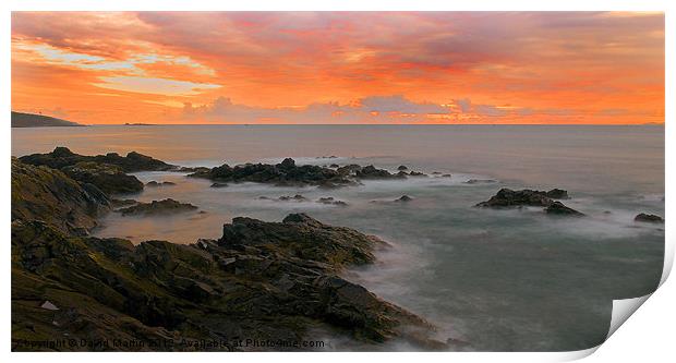 Sunset over Fort Bovisand Print by David Martin