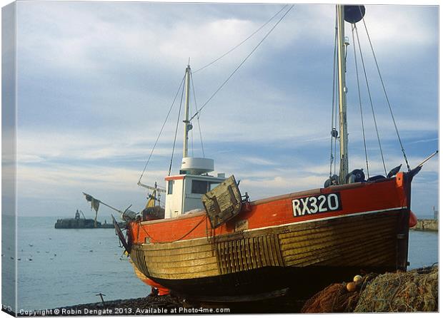 Fishing boat, Hastings, Sussex. Canvas Print by Robin Dengate