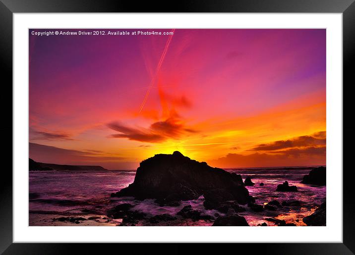 Kennack sands sunrise Framed Mounted Print by Andrew Driver