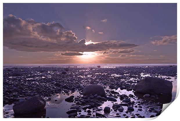Sunset over the Solway Print by Cheryl Quine