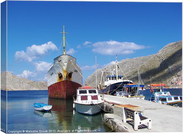 Cargo ship Dafni in Greece Canvas Print by Malcolm Snook