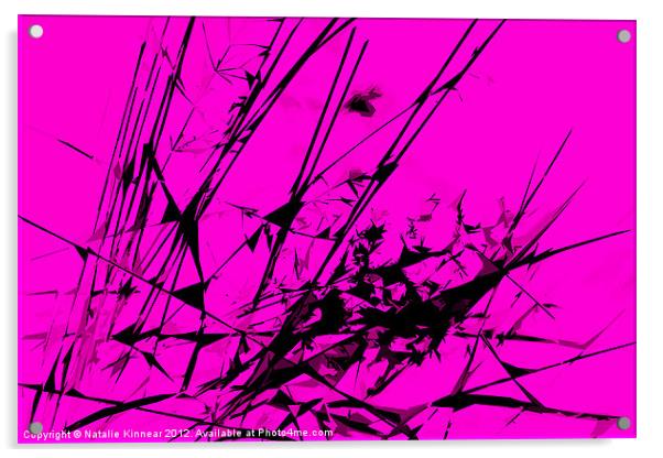 Strike Out Pink and Black Abstract Acrylic by Natalie Kinnear