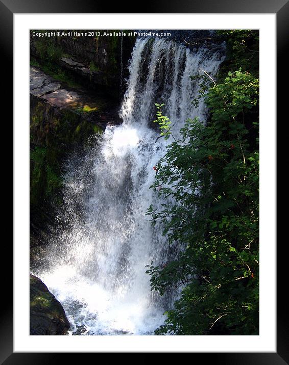 sgwd clun gwyn Waterfall Framed Mounted Print by Avril Harris