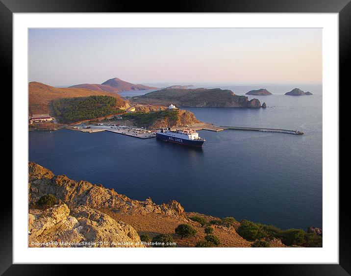 Lindos Ferry Framed Mounted Print by Malcolm Snook