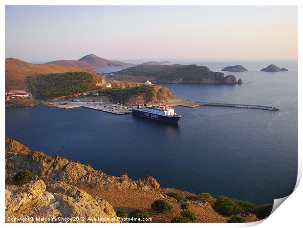 Lindos Ferry Print by Malcolm Snook