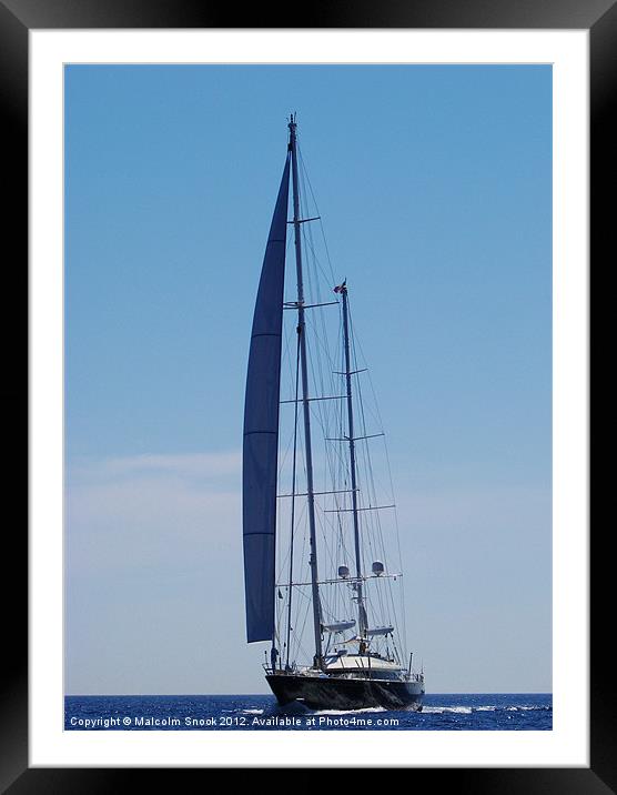 Luxury yacht at sea Framed Mounted Print by Malcolm Snook