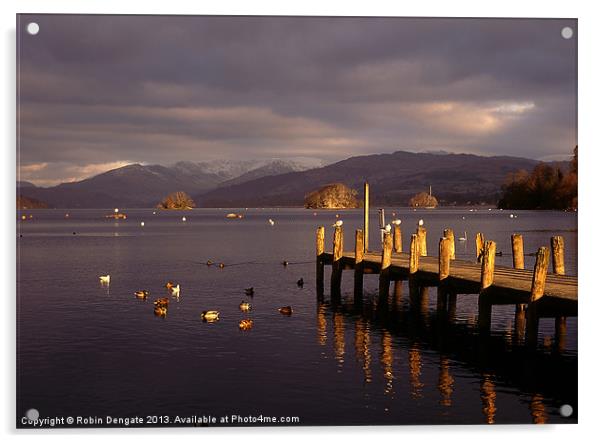 Windermere at sunset, English Lakes Acrylic by Robin Dengate