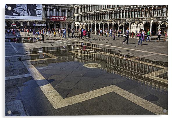 Reflections in Piazza San Marco Acrylic by Tom Gomez