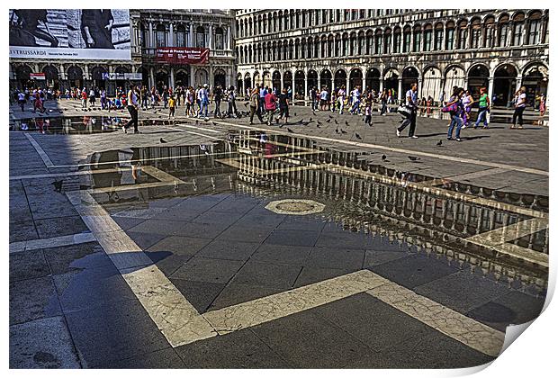 Reflections in Piazza San Marco Print by Tom Gomez