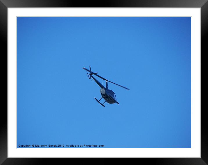 R44 Helicopter Framed Mounted Print by Malcolm Snook