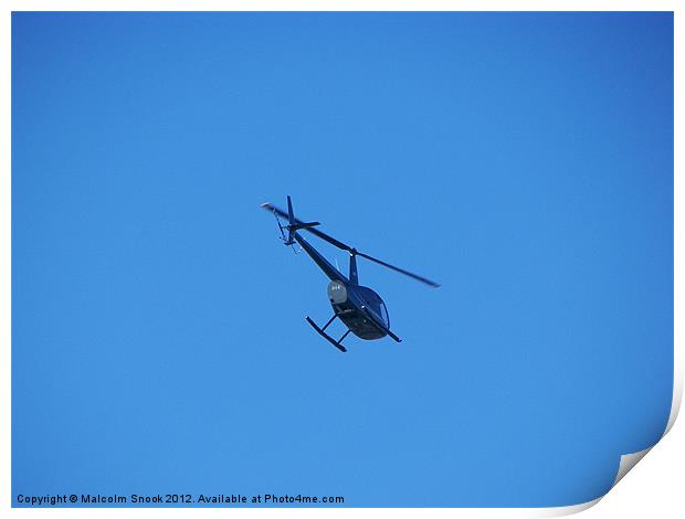 R44 Helicopter Print by Malcolm Snook