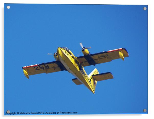 Yellow Seaplane Acrylic by Malcolm Snook