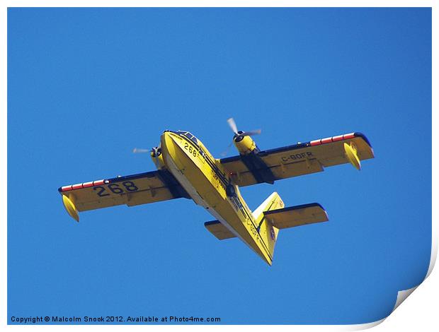 Yellow Seaplane Print by Malcolm Snook