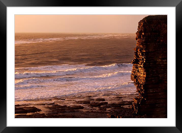 Beautiful Sunset at Nash Point, Vale of Glamorgan Framed Mounted Print by Elaine Steed